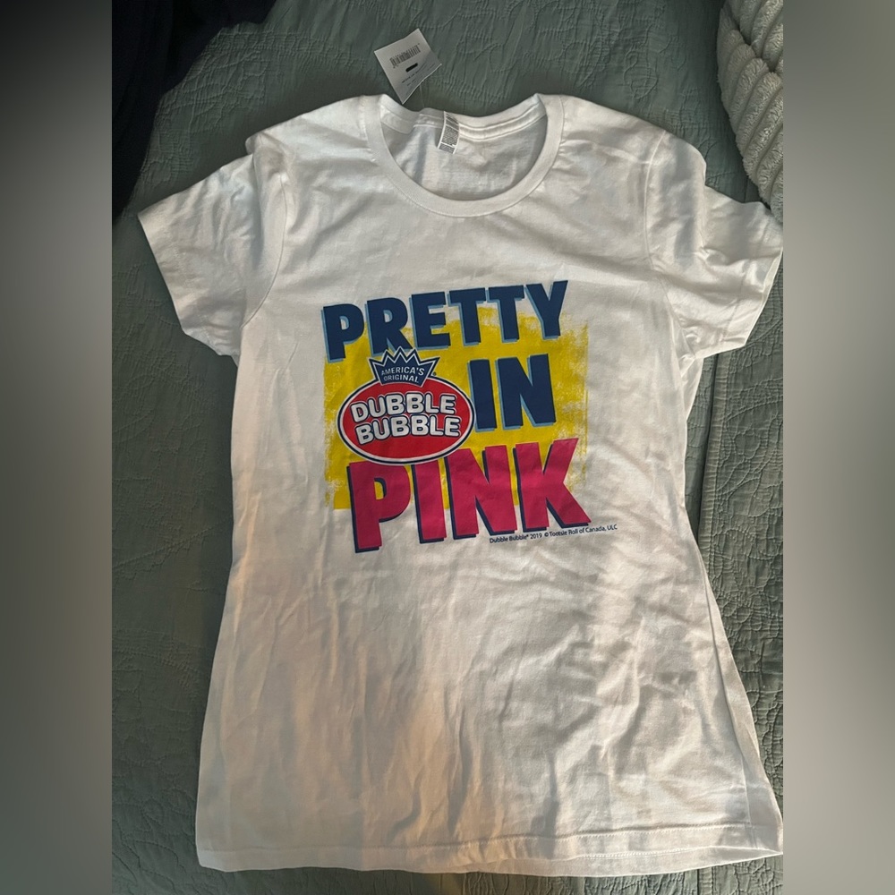 Pretty in Pink Dubble Bubble Logo Womens T Shirt Ladies Tee